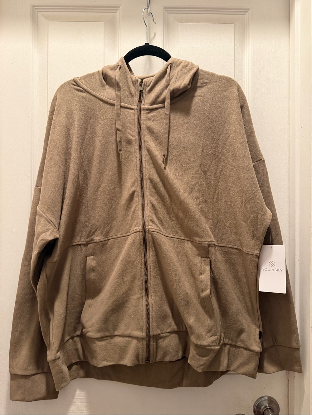 Taupe Lightweight Zip Hoodie Jacket